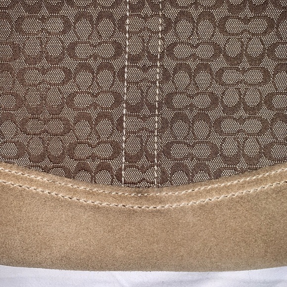 Coach Tan Canvas Monogram Wristlet W/ Suede Trim - Picture 7 of 16